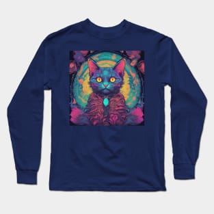 Cat Wizard Cat Mom Cat Psychedelic Long Sleeve T-Shirt